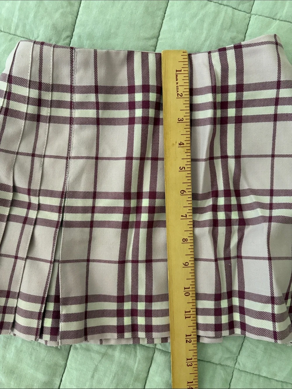 Burberry Girls Purple Plaid Pleated Wool Blend Mini Skirt